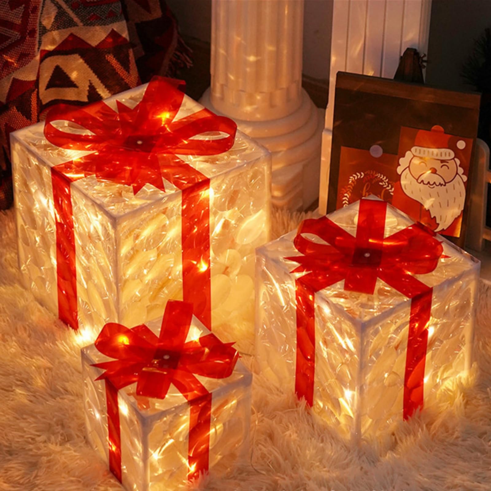 LEDクリスマスボックスセット 3個入り 楽天市場】クリスマスギフトボックスライト 3個セット